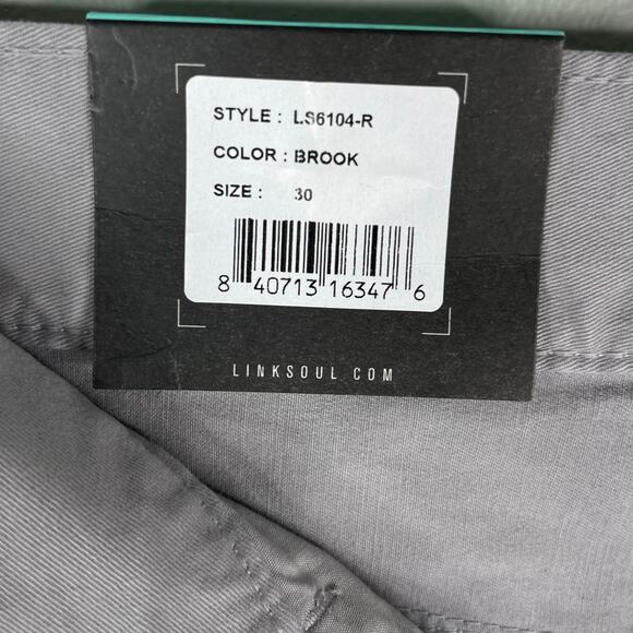 Linksoul Torrey Modern Fit Mens Pants Chino Brook Grey 30R LS6104 New - Picture 8 of 13